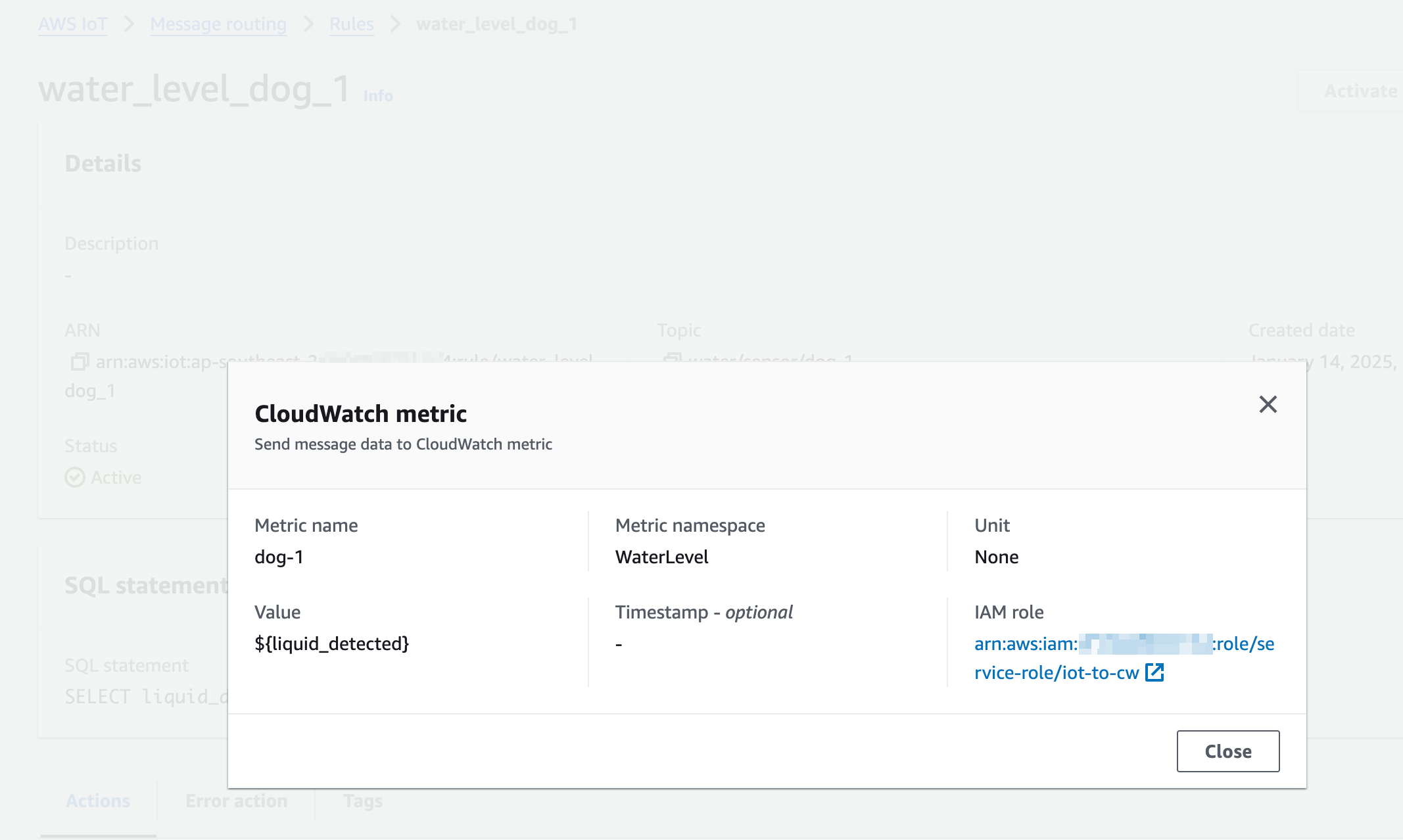 IoT Message Routing Cloudwatch