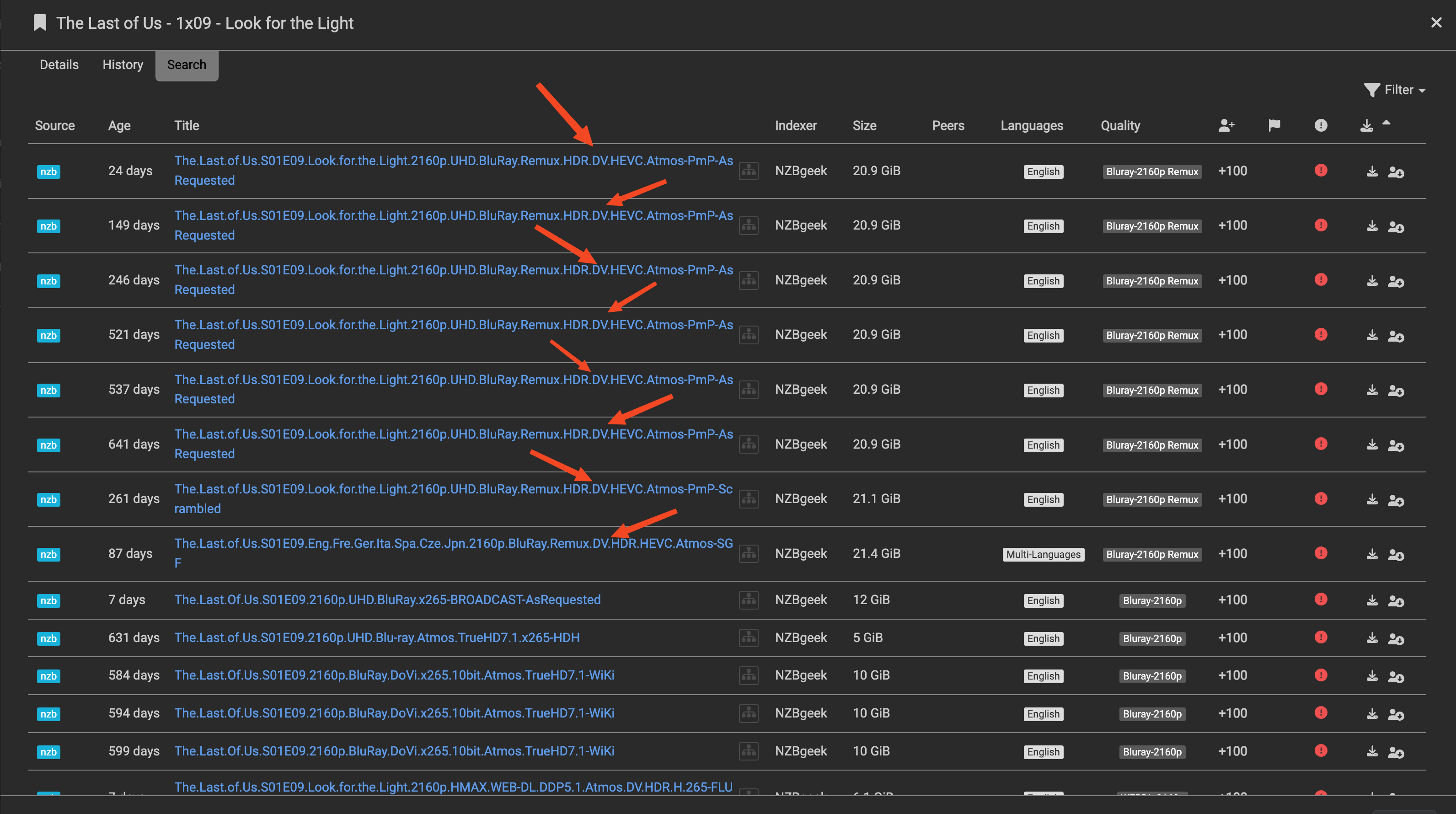 Sonarr search box