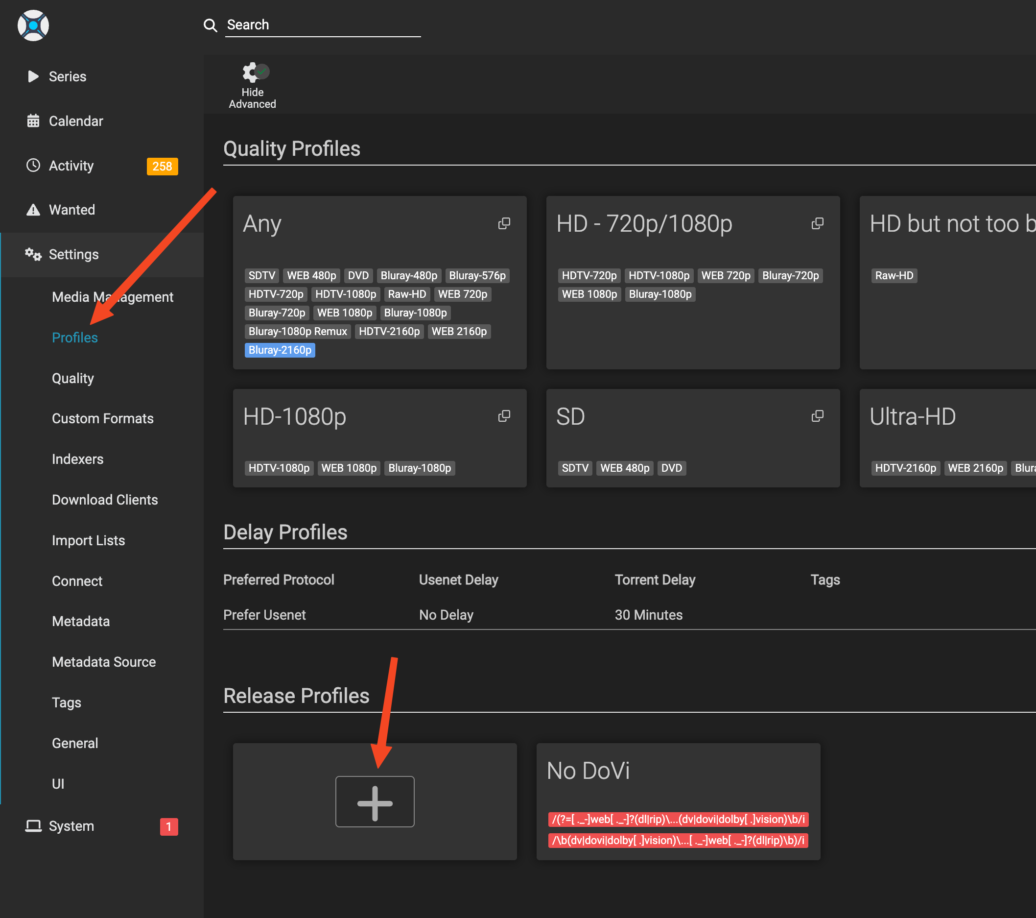 Sonarr settings